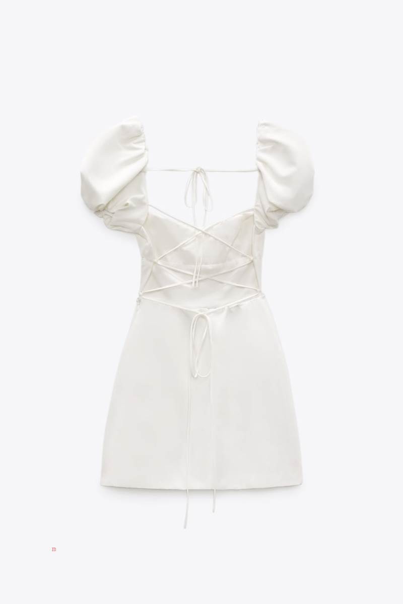 ZARA LINEN BLEND SHORT Klänning Dam Vita | OUZQM-3697