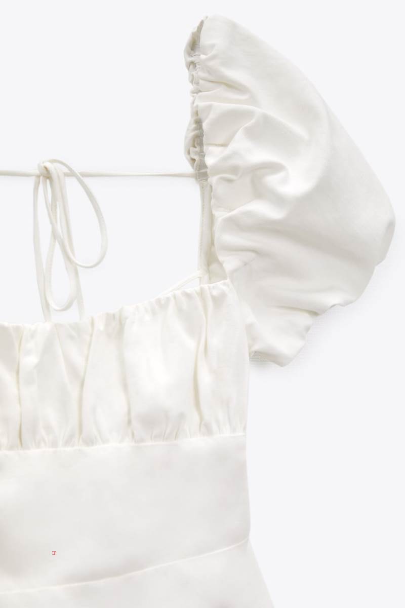 ZARA LINEN BLEND SHORT Klänning Dam Vita | OUZQM-3697