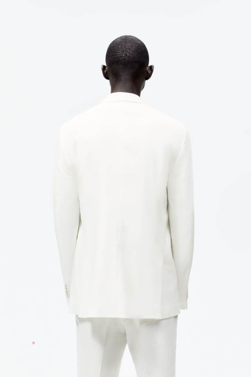 ZARA LINEN BLEND SUIT Blazers Herr Vita | VBZAU-4705