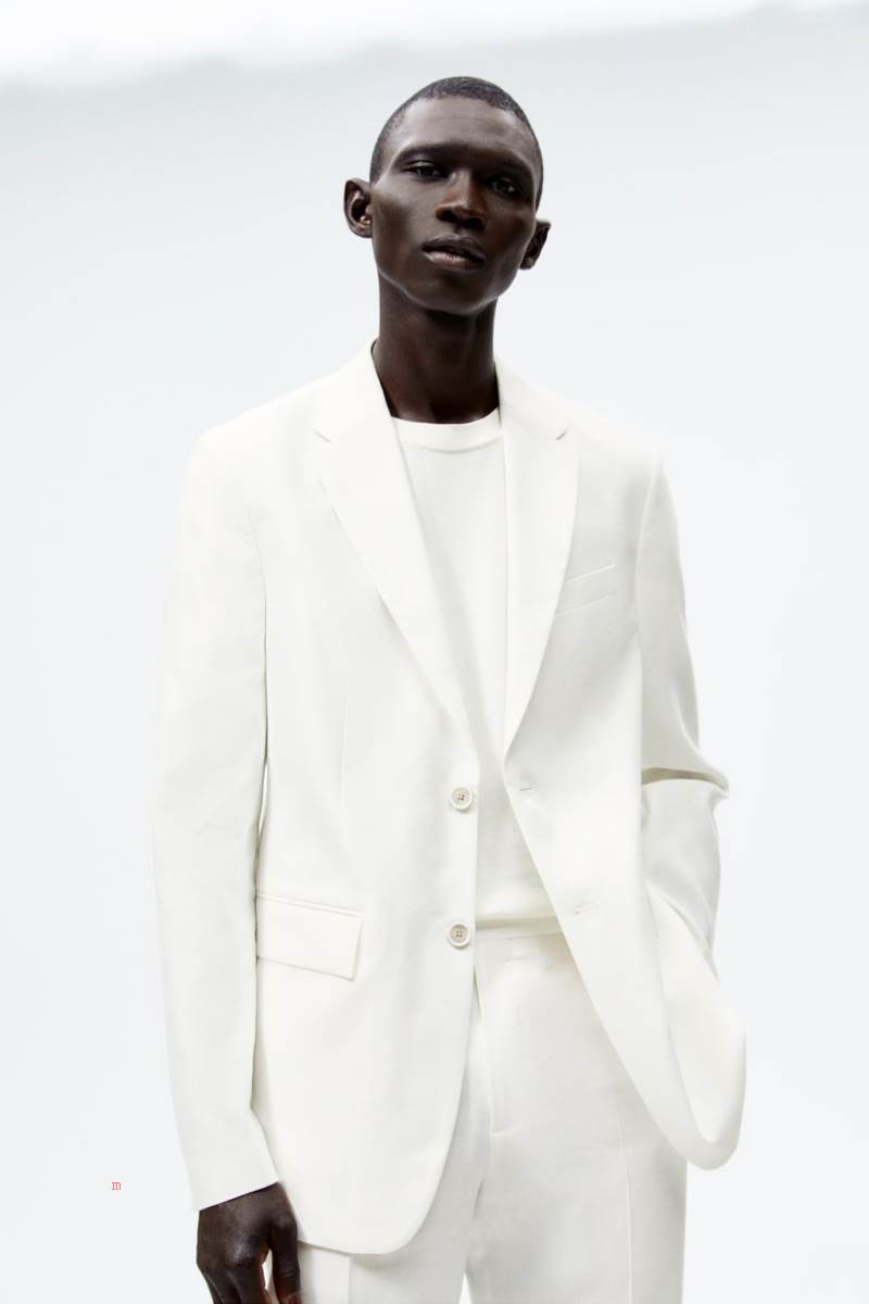 ZARA LINEN BLEND SUIT Blazers Herr Vita | VBZAU-4705