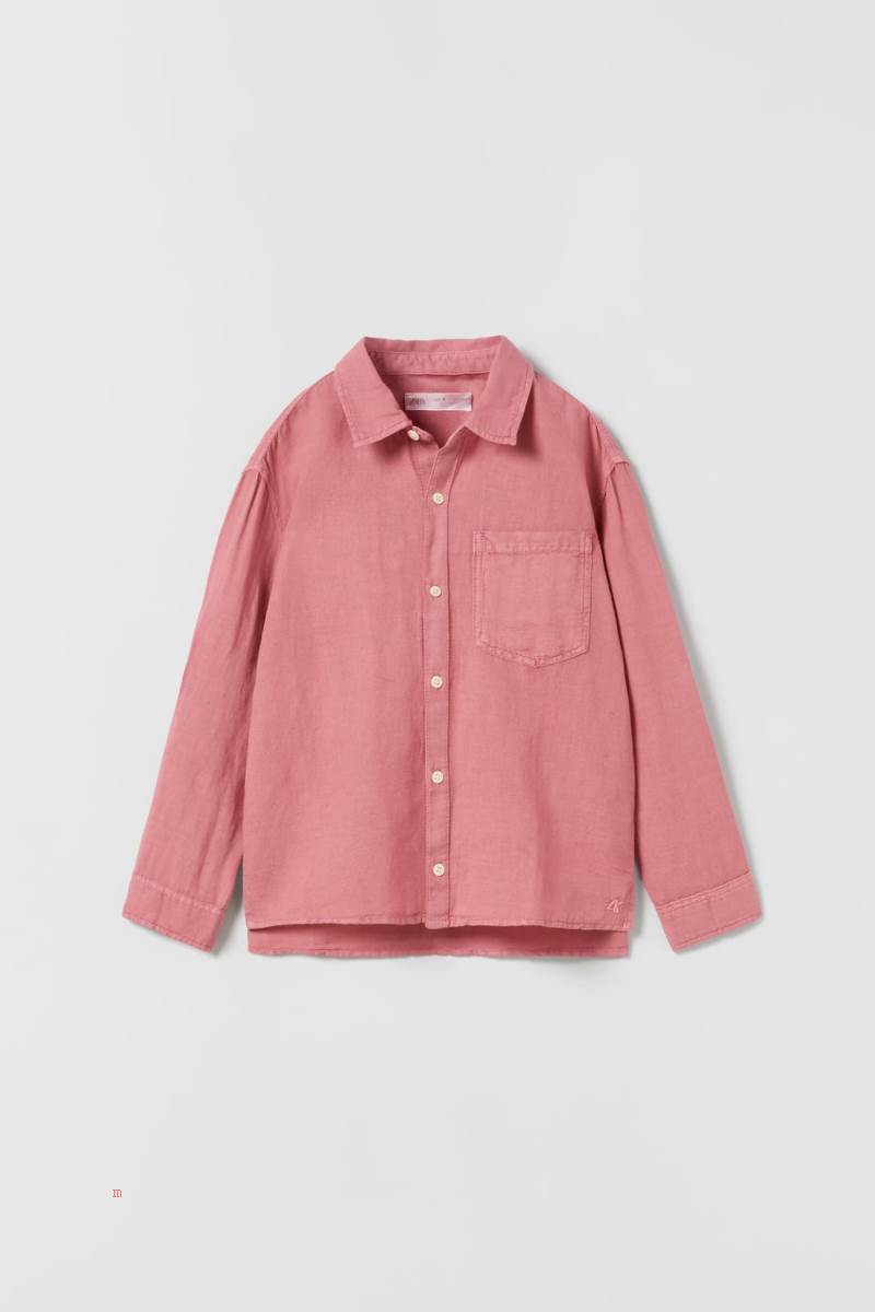 ZARA LINEN-BLEND Skjorta Pojke Röda | IAMOZ-4015