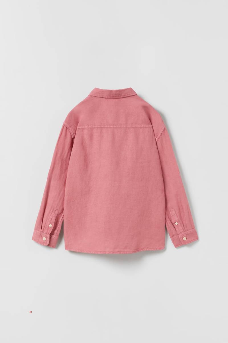 ZARA LINEN-BLEND Skjorta Pojke Röda | IAMOZ-4015