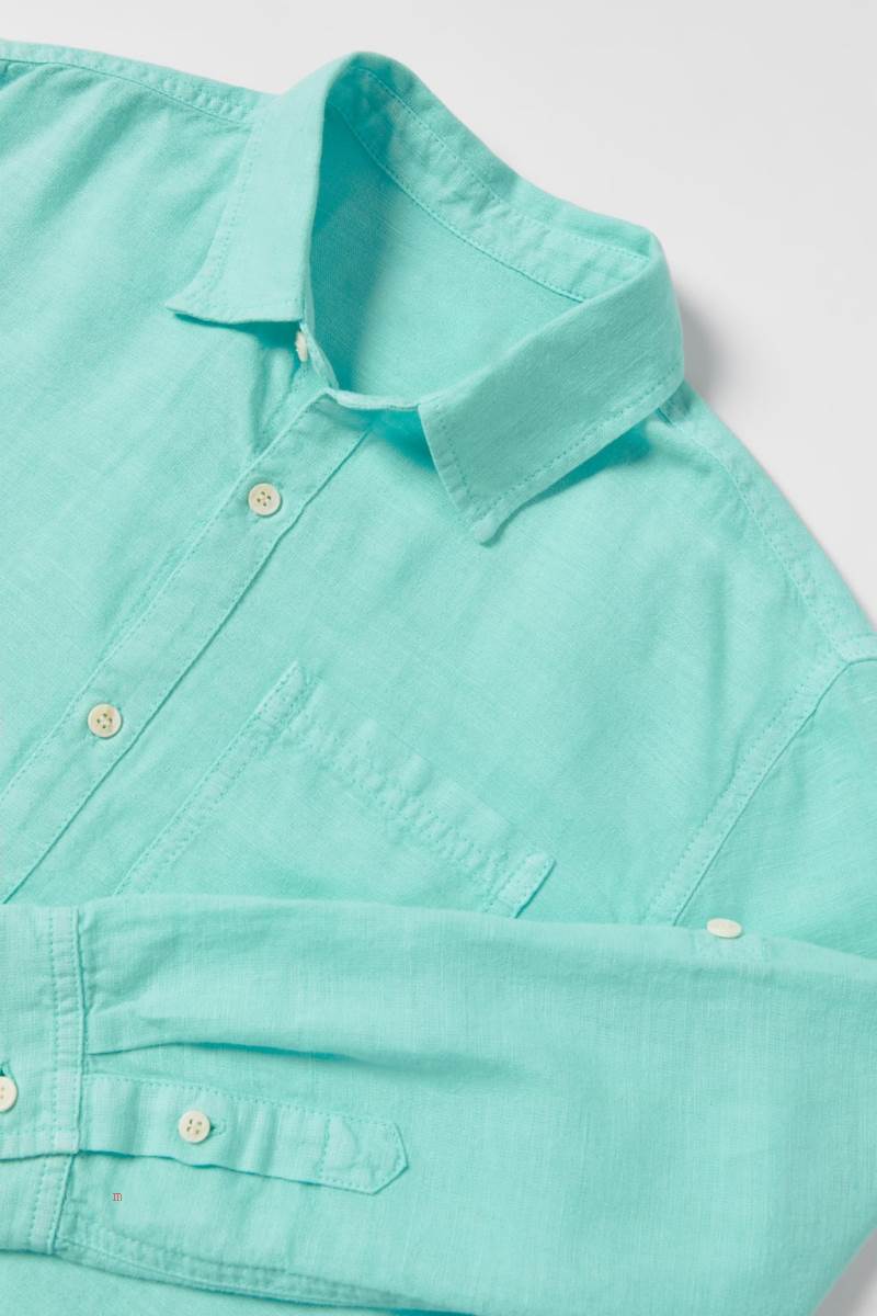 ZARA LINEN-BLEND Skjorta Pojke Turkos | RXMBI-1436