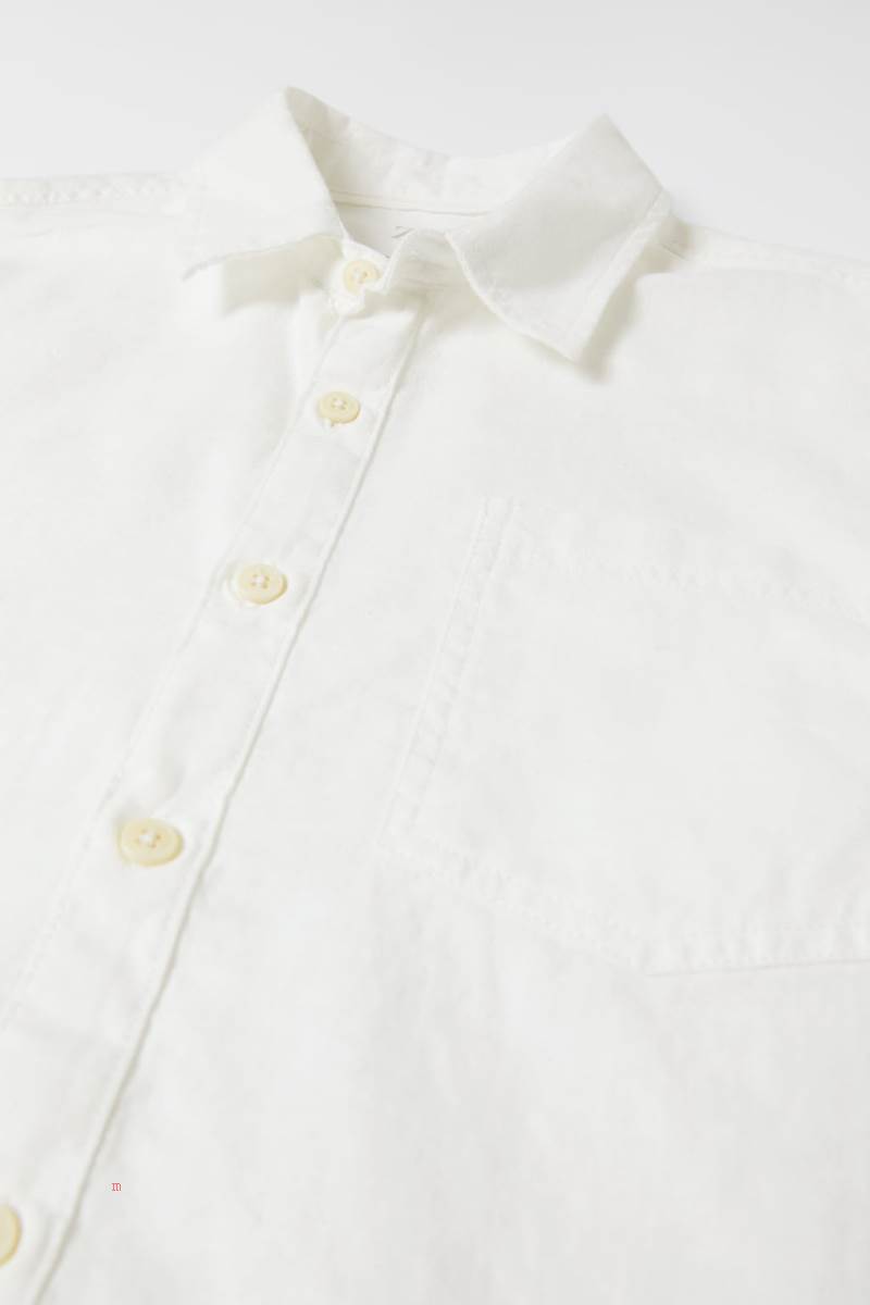 ZARA LINEN BLEND Skjorta Pojke Vita | QOGJM-8243