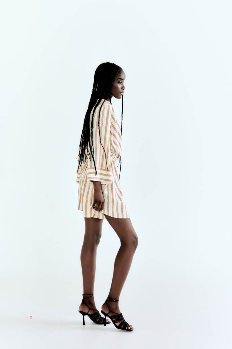 ZARA LINEN-BLEND WITH KNOT DETAIL Playsuit Dam Bruna | ZLOJP-5391