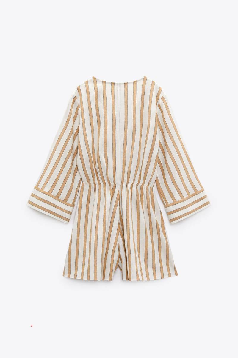 ZARA LINEN-BLEND WITH KNOT DETAIL Playsuit Dam Bruna | ZLOJP-5391