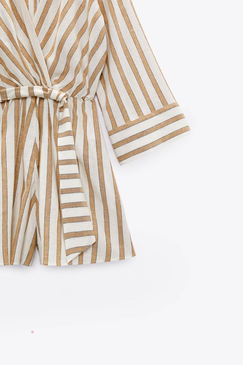 ZARA LINEN-BLEND WITH KNOT DETAIL Playsuit Dam Bruna | ZLOJP-5391