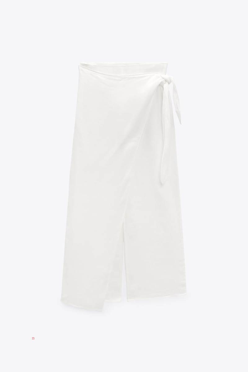 ZARA LINEN PAREO Byxor Dam Vita | URDEB-0916