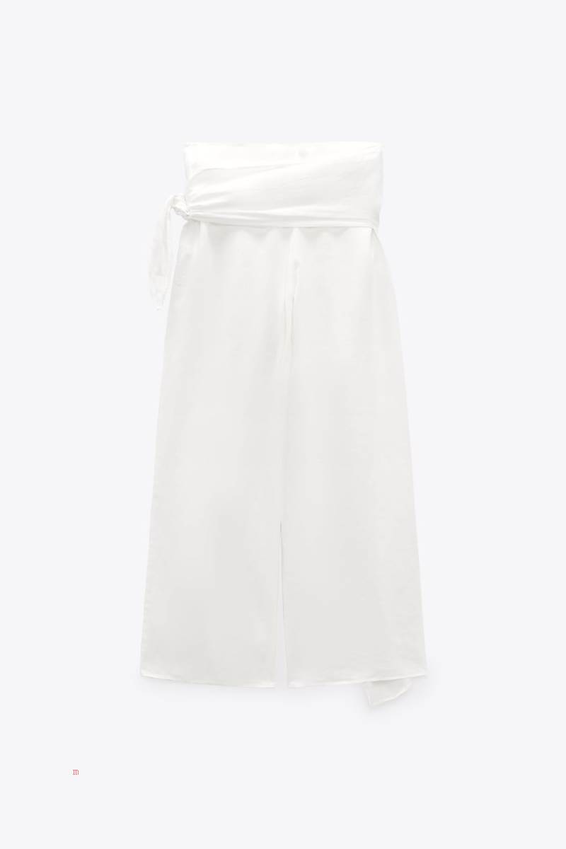 ZARA LINEN PAREO Byxor Dam Vita | URDEB-0916