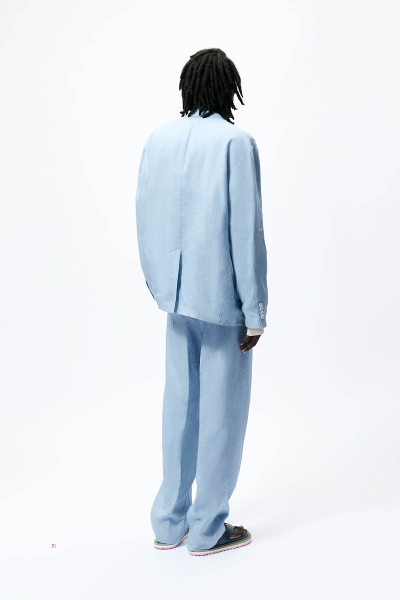 ZARA LINEN SUIT Blazers Herr Ljusblå | TXPSI-1054