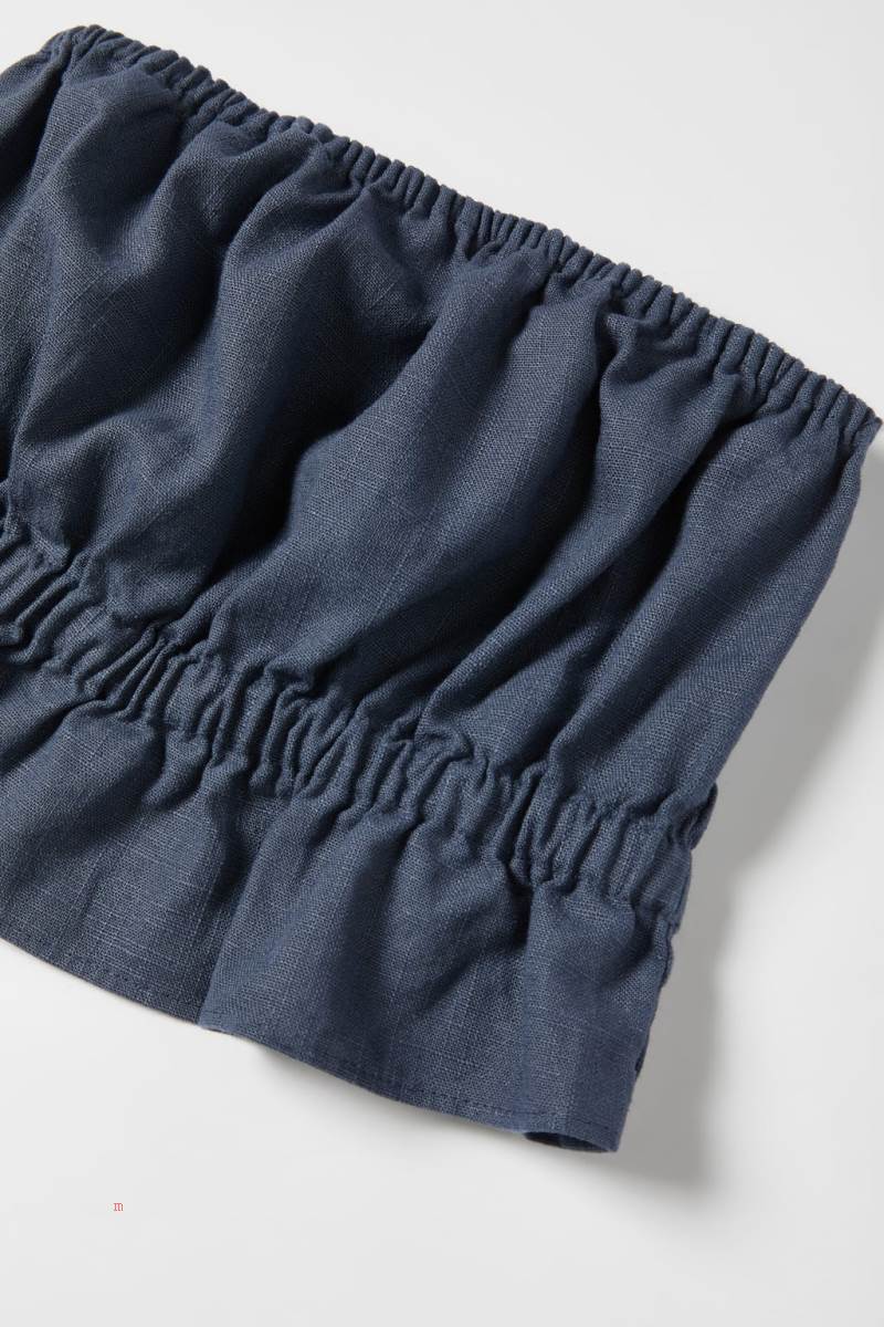 ZARA LINEN TOP Skjorta Tjej Blå | MWUJG-0489