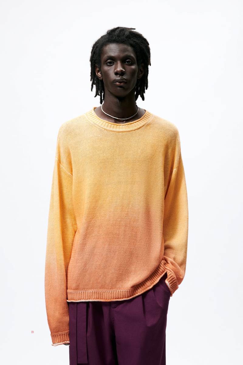ZARA LINEN Tröjor Herr Orange | GVLKP-3679
