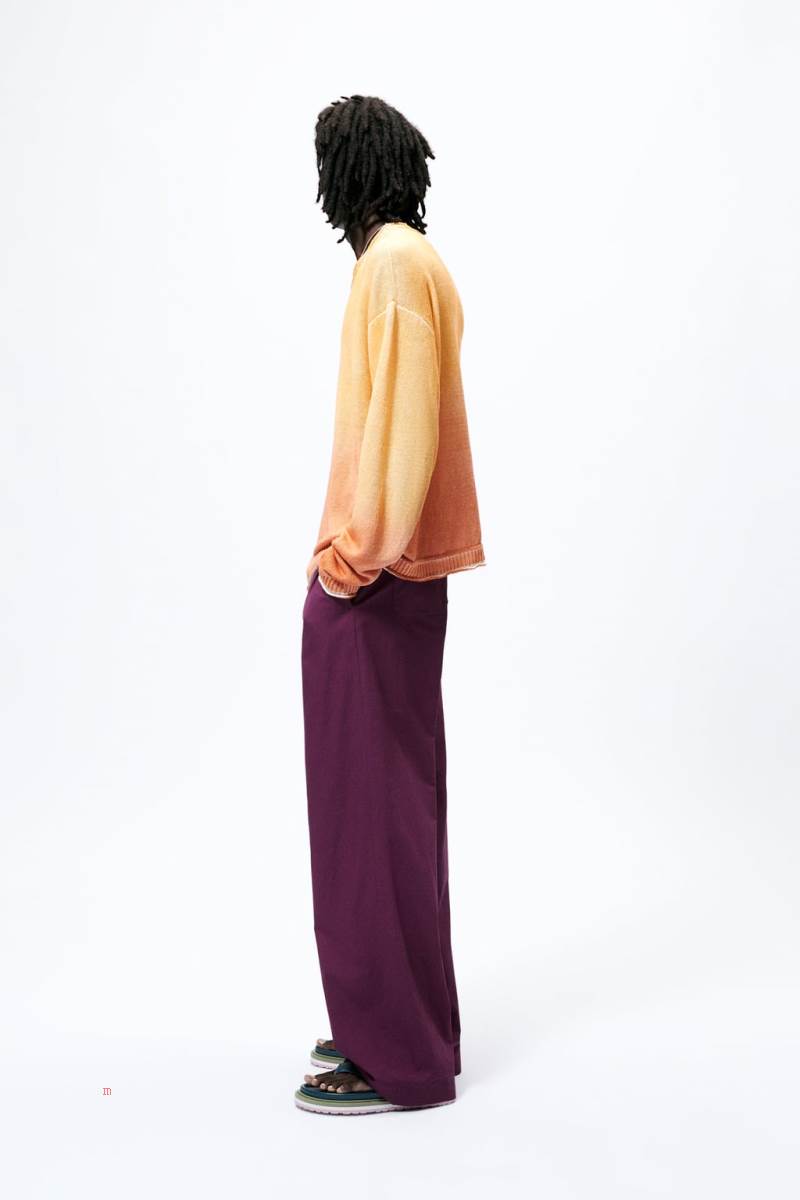 ZARA LINEN Tröjor Herr Orange | GVLKP-3679