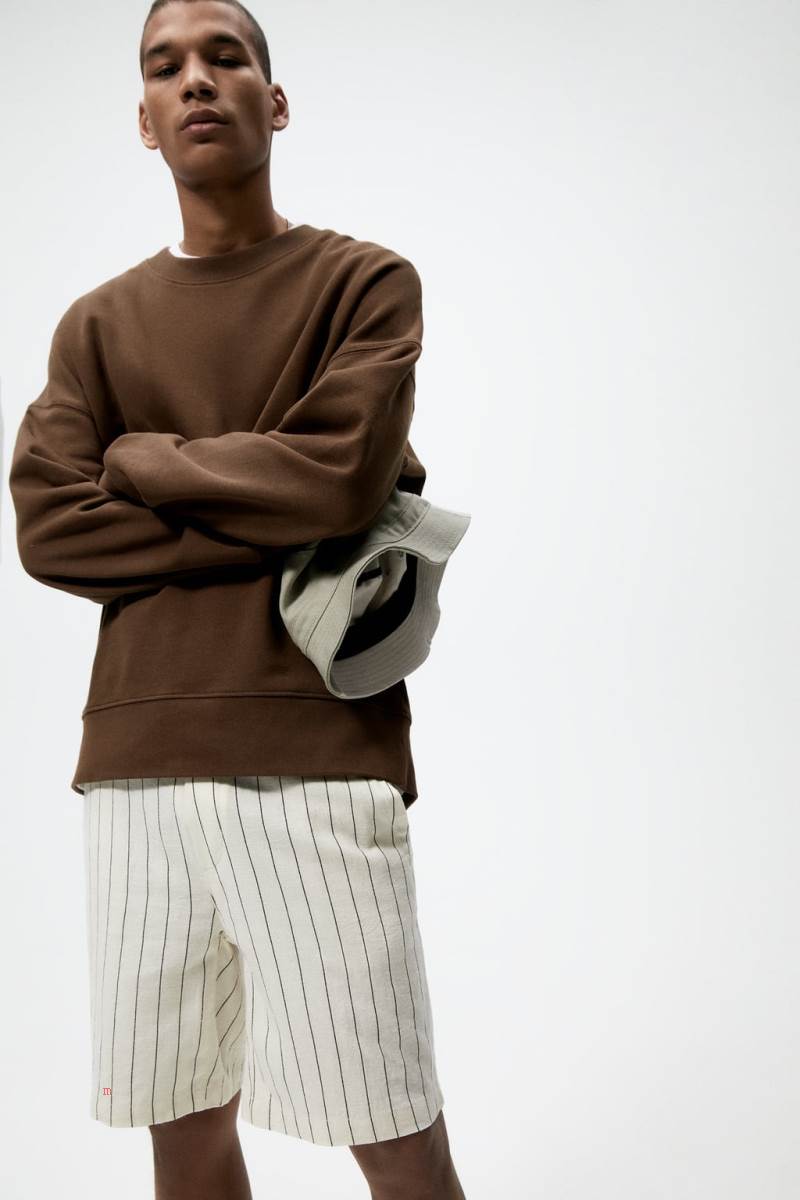 ZARA LINEN - VISCOSE BERMUDA Shorts Herr Stripes | RQSHB-0918