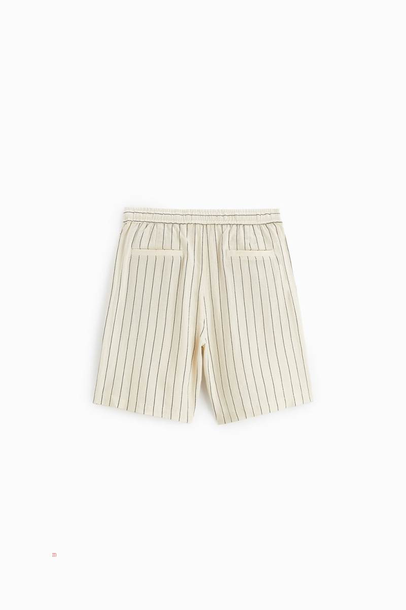 ZARA LINEN - VISCOSE BERMUDA Shorts Herr Stripes | RQSHB-0918