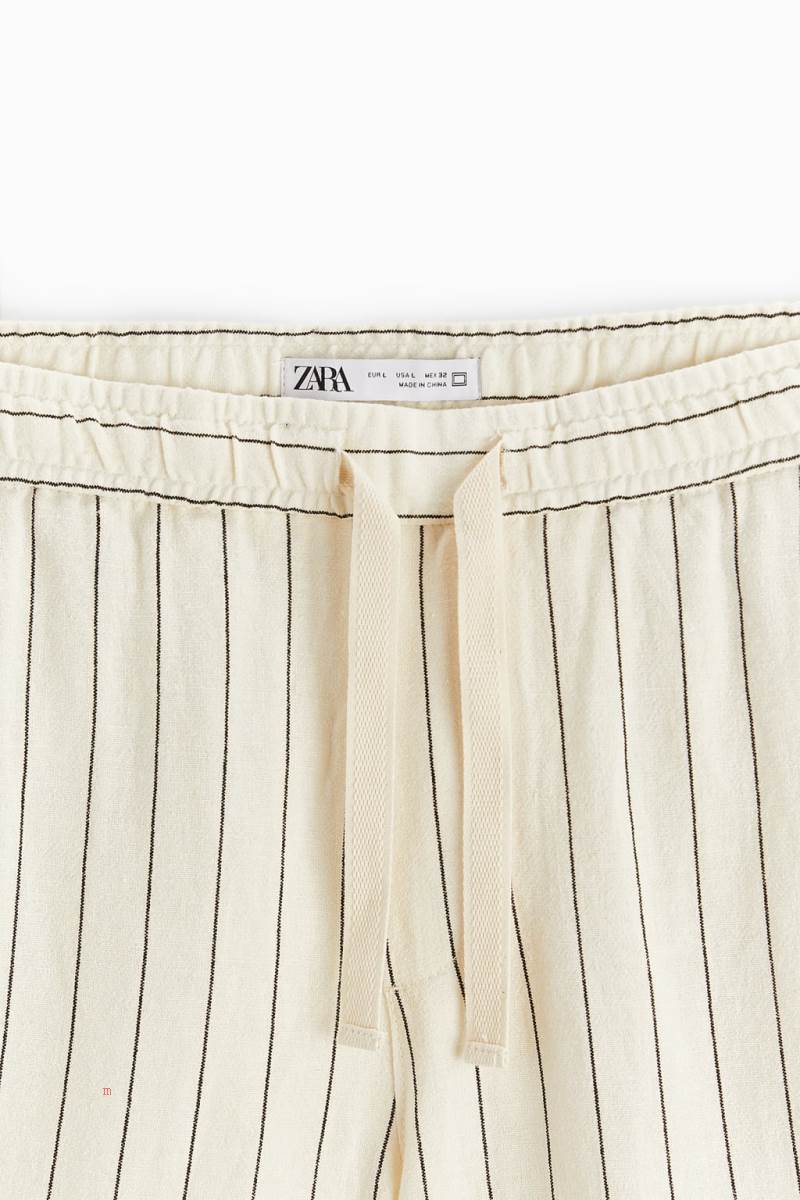 ZARA LINEN - VISCOSE BERMUDA Shorts Herr Stripes | RQSHB-0918