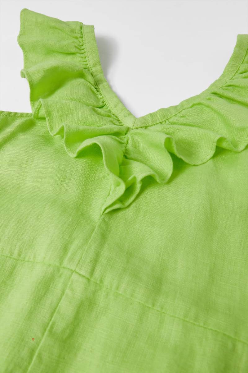 ZARA LINEN WITH CUT-OUT DETAIL. Jumpsuit Tjej Ljusgröna | UMAGZ-9462