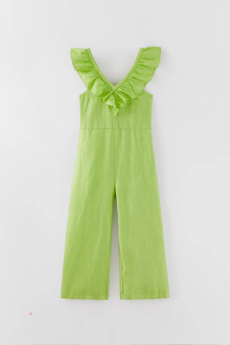 ZARA LINEN WITH CUT-OUT DETAIL. Jumpsuit Tjej Ljusgröna | UMAGZ-9462