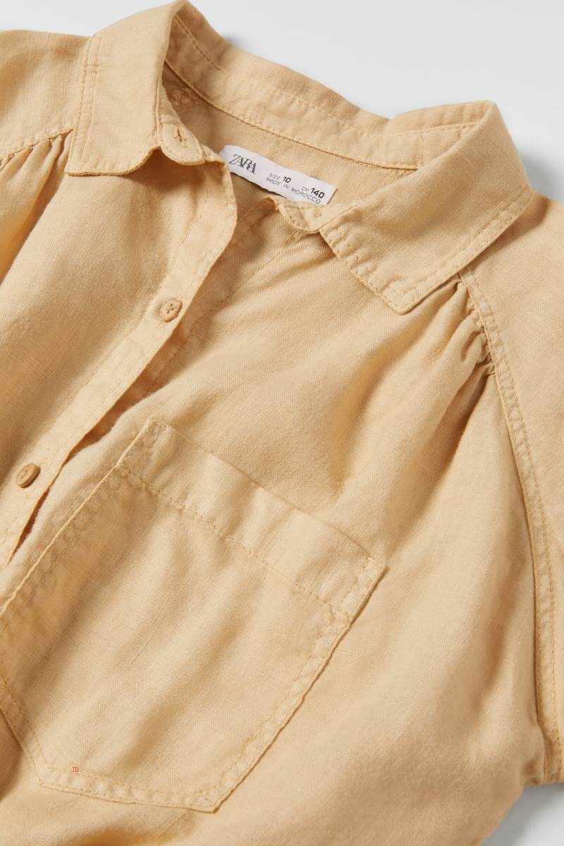 ZARA LINEN WITH POCKET Blusar Tjej Bruna | SVCKL-9706