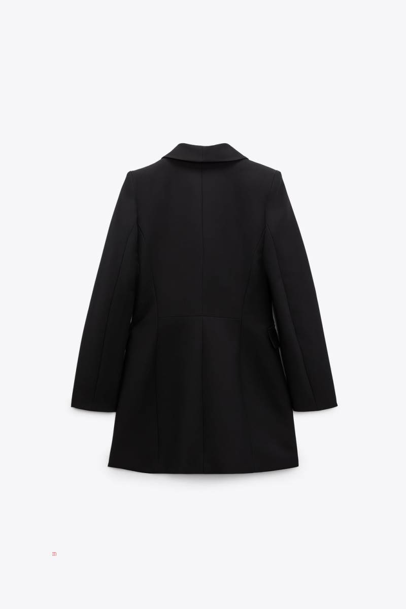 ZARA LONG DOUBLE-BREASTED Blazers Dam Svarta | JHNDX-1250