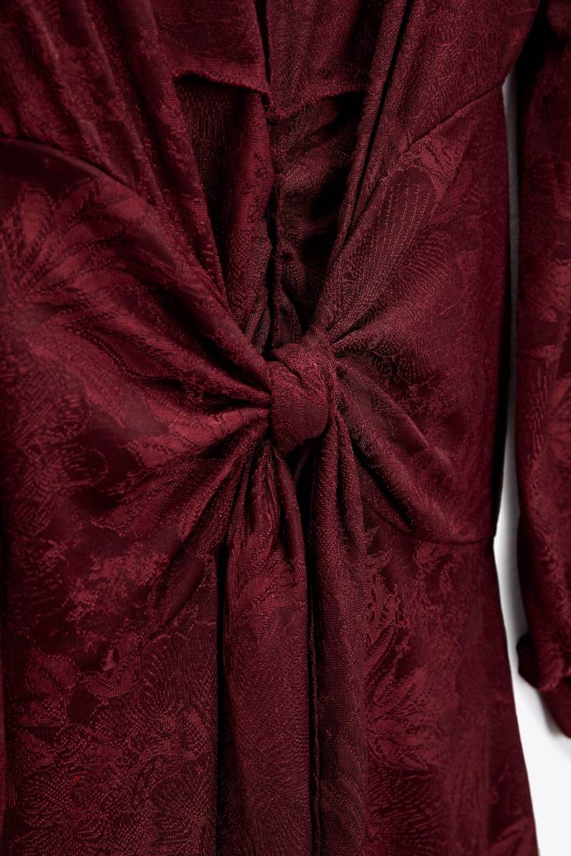 ZARA LONG JACQUARD MAXI Klänning Dam Vinröda | KSUTB-1586