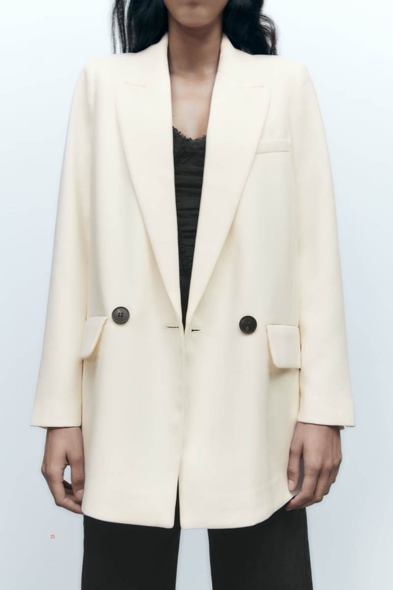 ZARA LONG LOOSE FIT Blazers Dam Grå Vita | TMJHE-6124