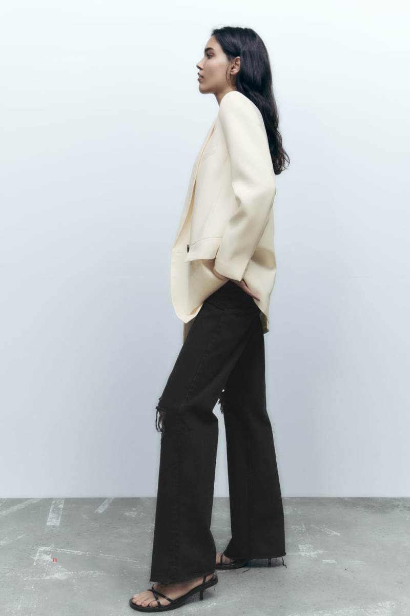 ZARA LONG LOOSE FIT Blazers Dam Grå Vita | TMJHE-6124