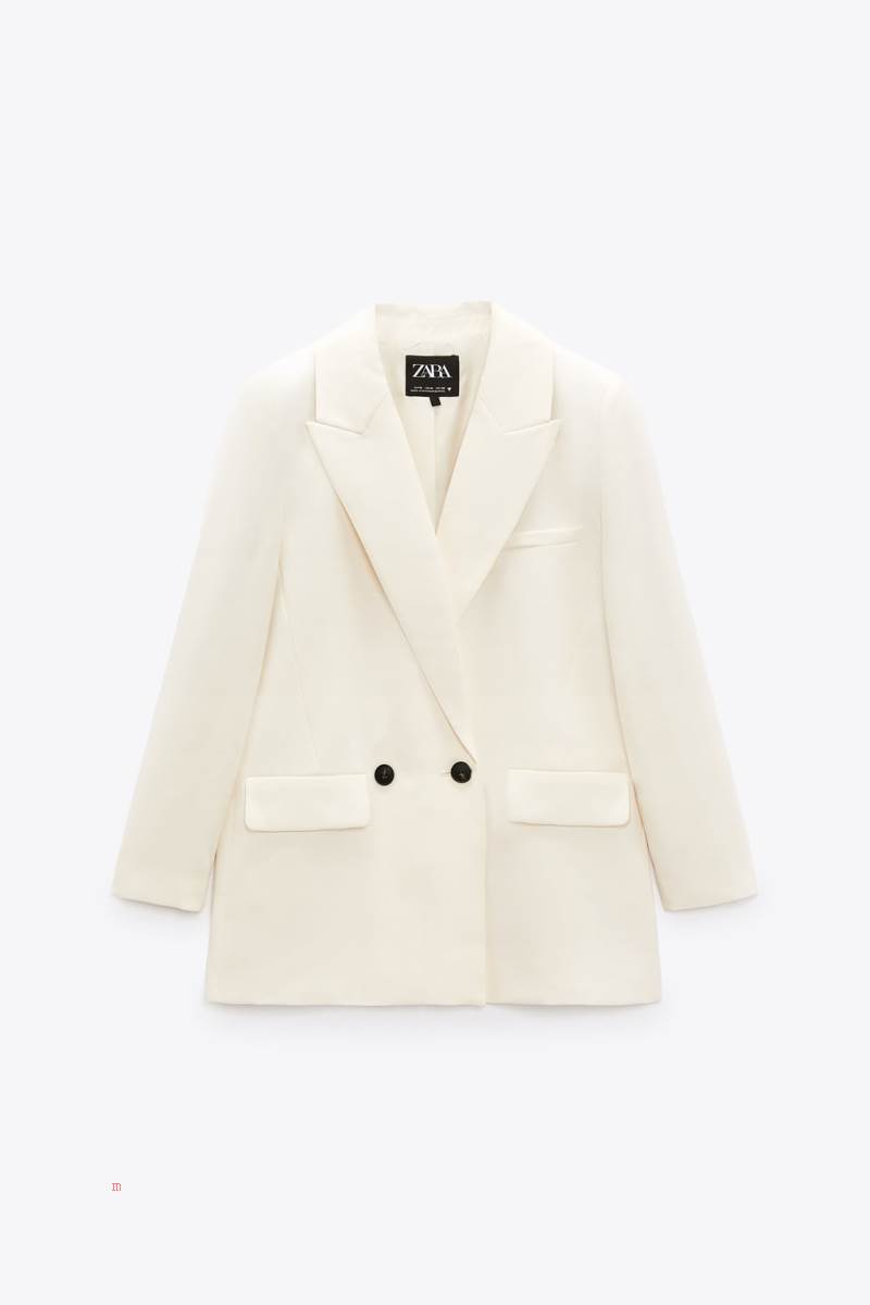 ZARA LONG LOOSE FIT Blazers Dam Grå Vita | TMJHE-6124