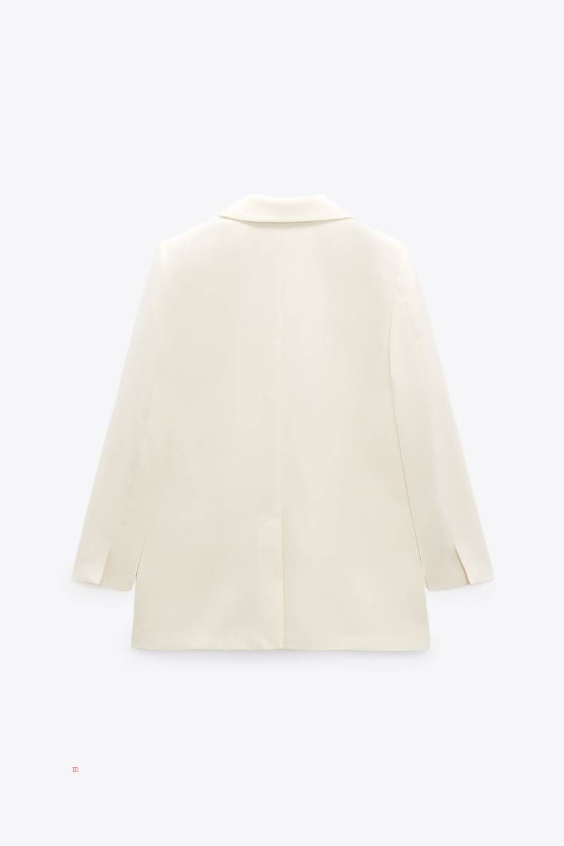 ZARA LONG LOOSE FIT Blazers Dam Grå Vita | TMJHE-6124