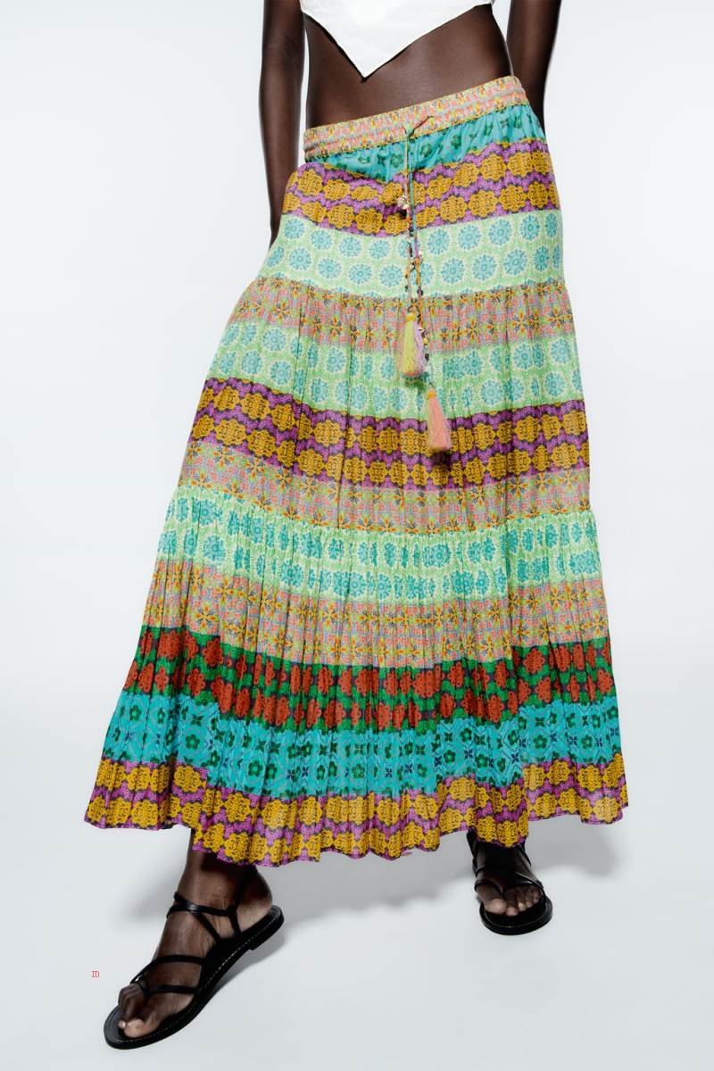 ZARA LONG PRINTED Kjolar Dam Olika Färger Röda | DULWI-5637