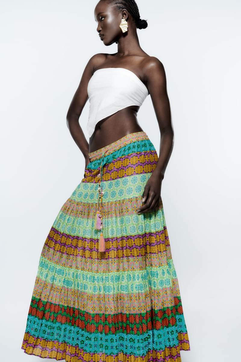 ZARA LONG PRINTED Kjolar Dam Olika Färger Röda | DULWI-5637
