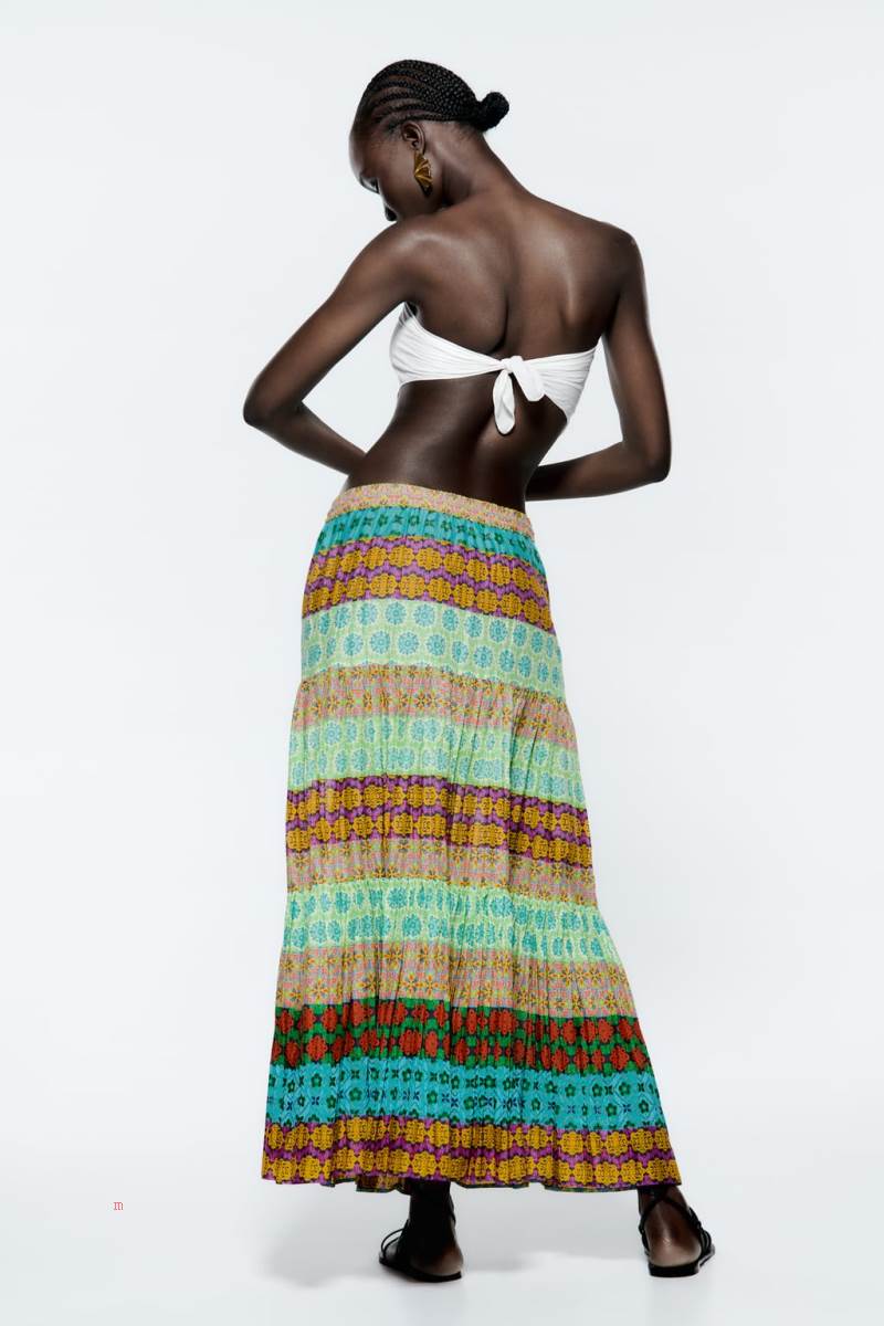ZARA LONG PRINTED Kjolar Dam Olika Färger Röda | DULWI-5637