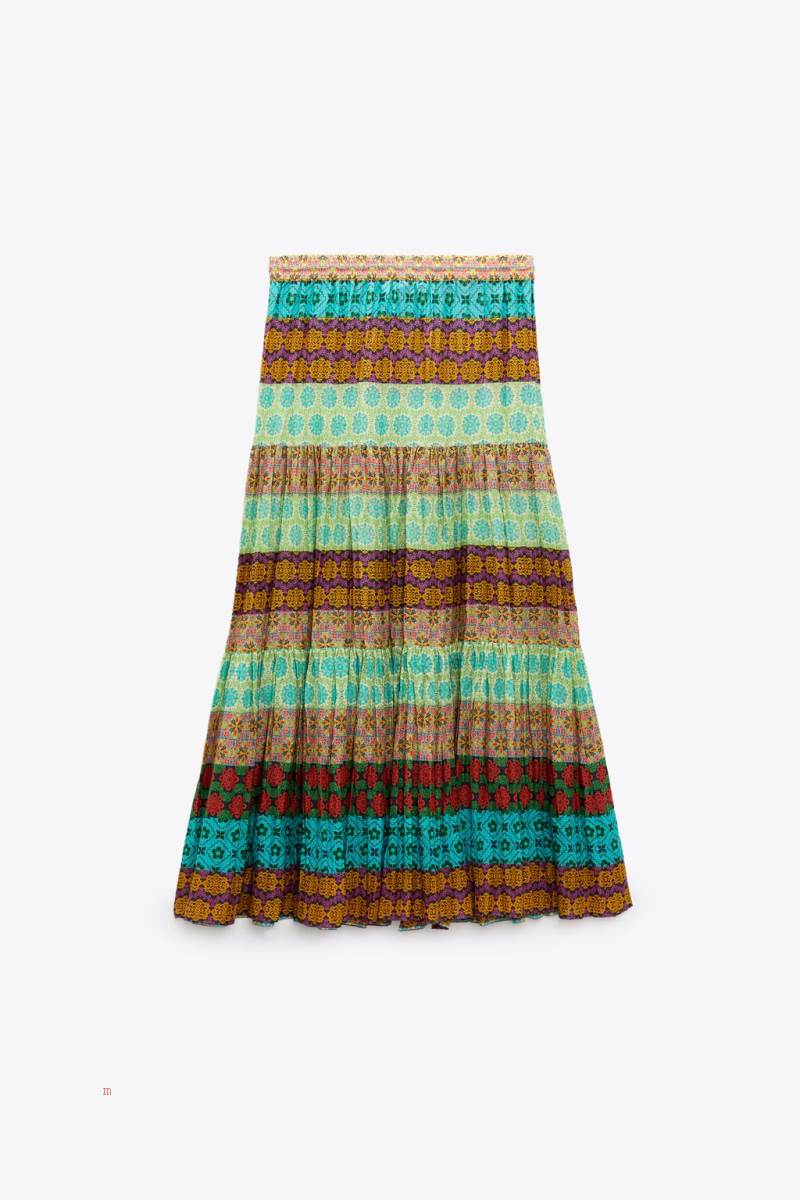 ZARA LONG PRINTED Kjolar Dam Olika Färger Röda | DULWI-5637