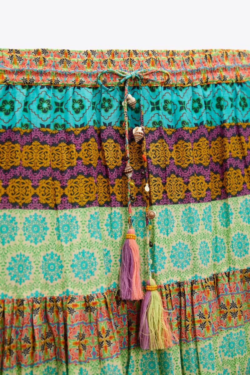 ZARA LONG PRINTED Kjolar Dam Olika Färger Röda | DULWI-5637