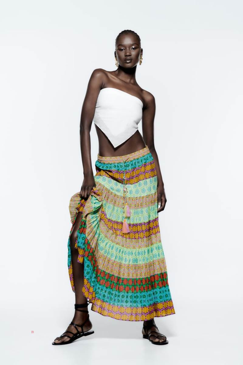 ZARA LONG PRINTED Kjolar Dam Olika Färger Röda | DULWI-5637