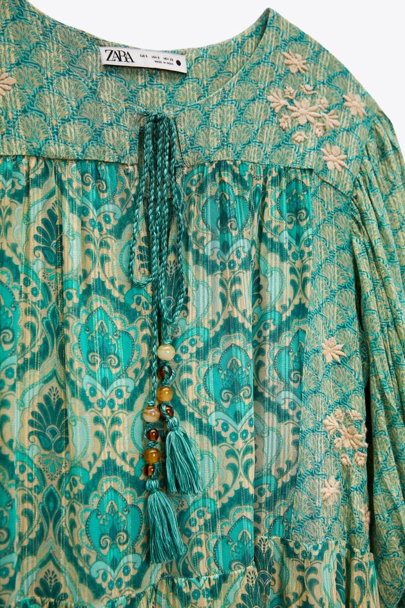 ZARA LONG PRINTED MAXI Klänning Dam Gröna | CGHTF-0584