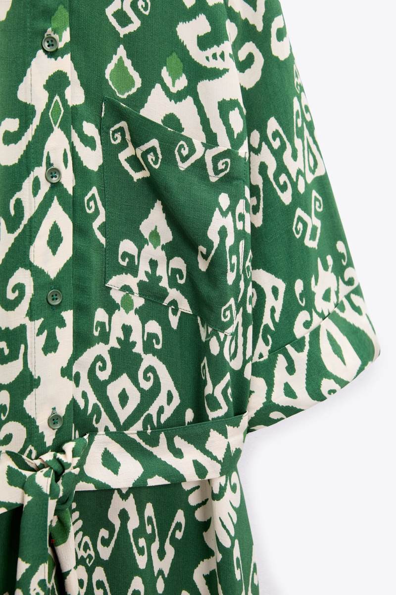 ZARA LONG PRINTED MAXI Klänning Dam Gröna | KIXRN-4283