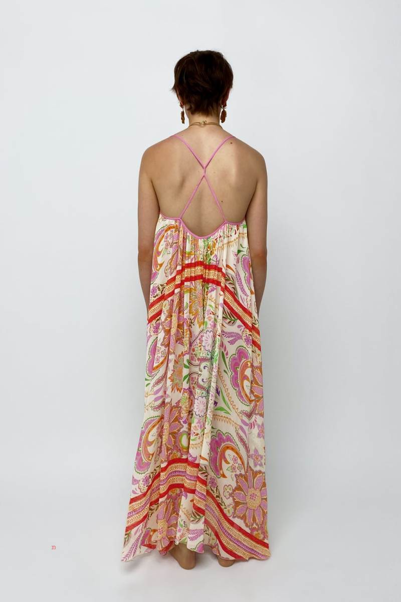 ZARA LONG PRINTED MAXI Klänning Dam Olika Färger Röda | RJTKC-9716