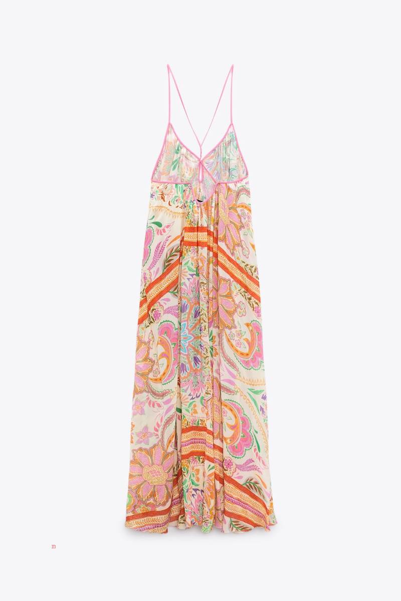 ZARA LONG PRINTED MAXI Klänning Dam Olika Färger Röda | RJTKC-9716
