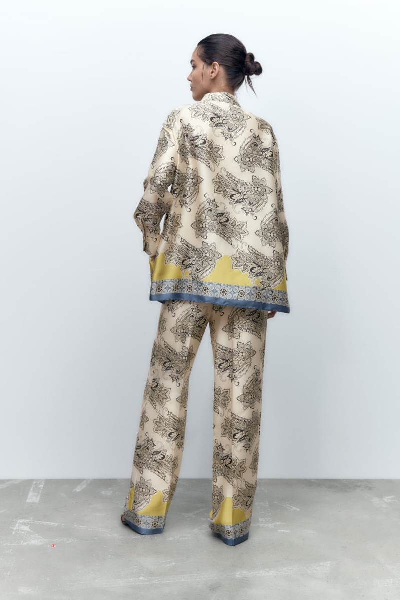 ZARA LONG PRINTED OVERSIZE Blusar Dam Olika Färger Röda | QTAJC-6082