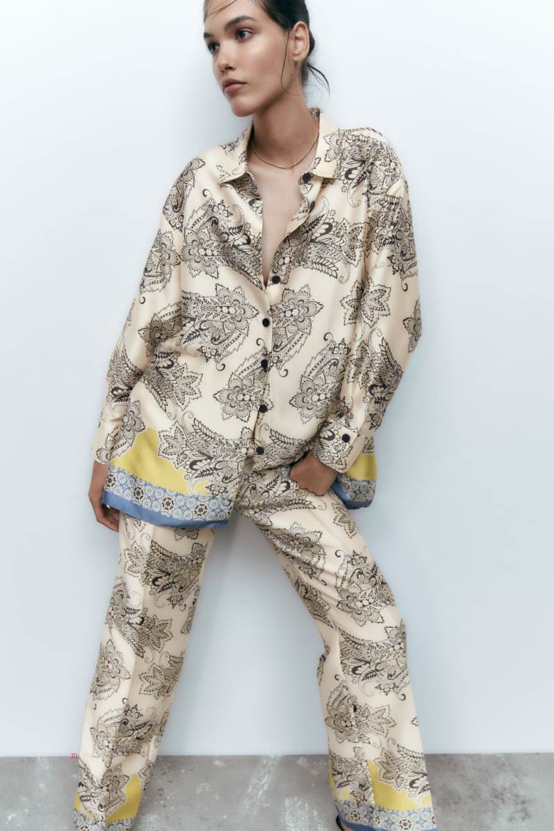 ZARA LONG PRINTED OVERSIZE Blusar Dam Olika Färger Röda | QTAJC-6082