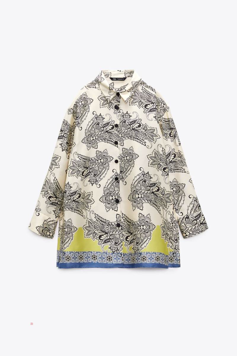 ZARA LONG PRINTED OVERSIZE Blusar Dam Olika Färger Röda | QTAJC-6082
