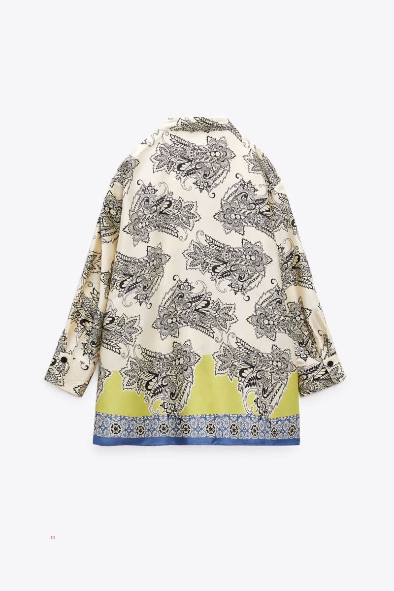 ZARA LONG PRINTED OVERSIZE Blusar Dam Olika Färger Röda | QTAJC-6082