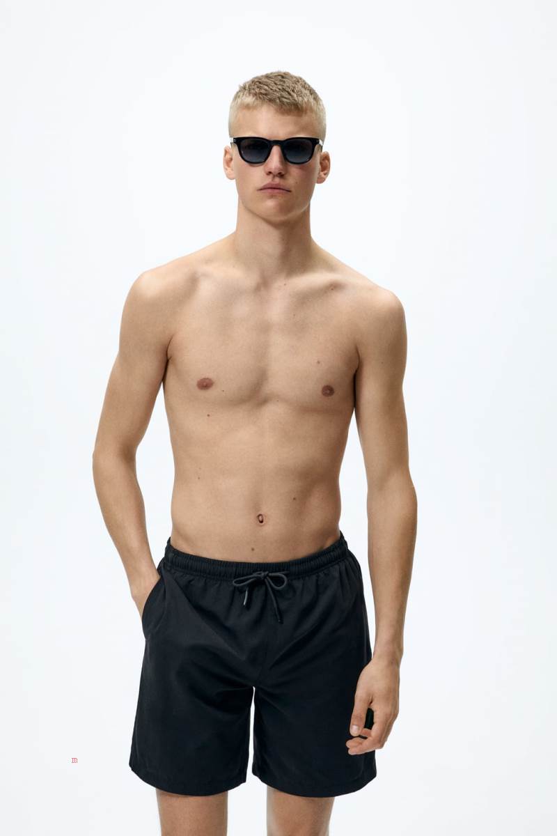 ZARA LONG SWIMMING TRUNKS Badkläder Herr Svarta | ZCSDP-9213
