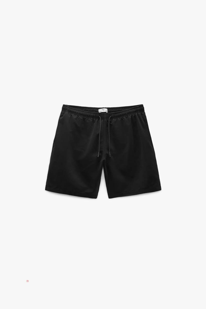ZARA LONG SWIMMING TRUNKS Badkläder Herr Svarta | ZCSDP-9213