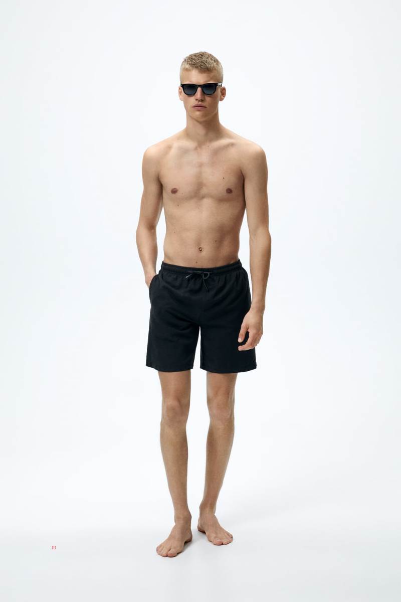 ZARA LONG SWIMMING TRUNKS Badkläder Herr Svarta | ZCSDP-9213