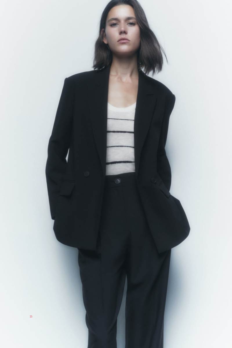 ZARA LOOSE-FITTING Blazers Dam Svarta | NFDGW-7985