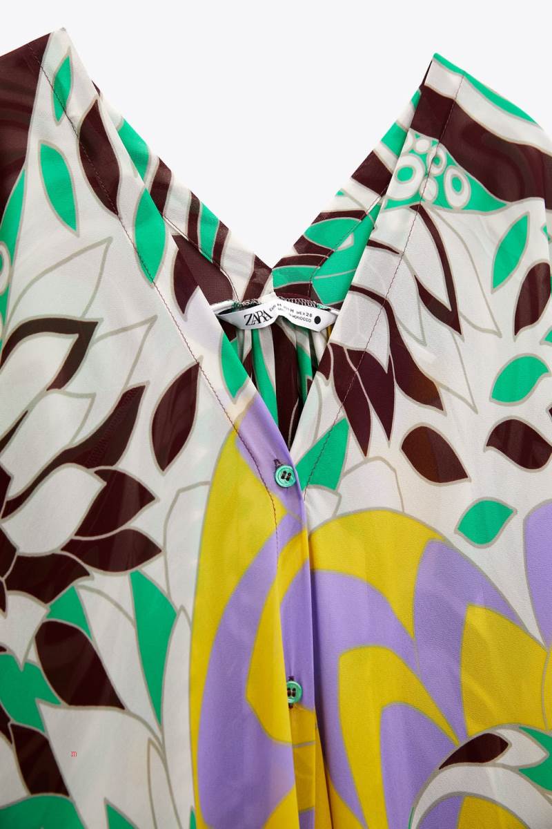 ZARA LOOSE-FITTING PRINTED KAFTAN Klänning Dam Olika Färger Röda | KFIDT-9712