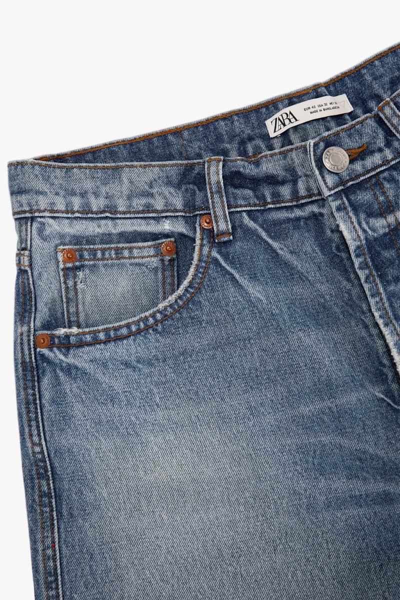 ZARA LOOSE FIT DENIM BERMUDAS Shorts Herr Blå | DWANE-6198