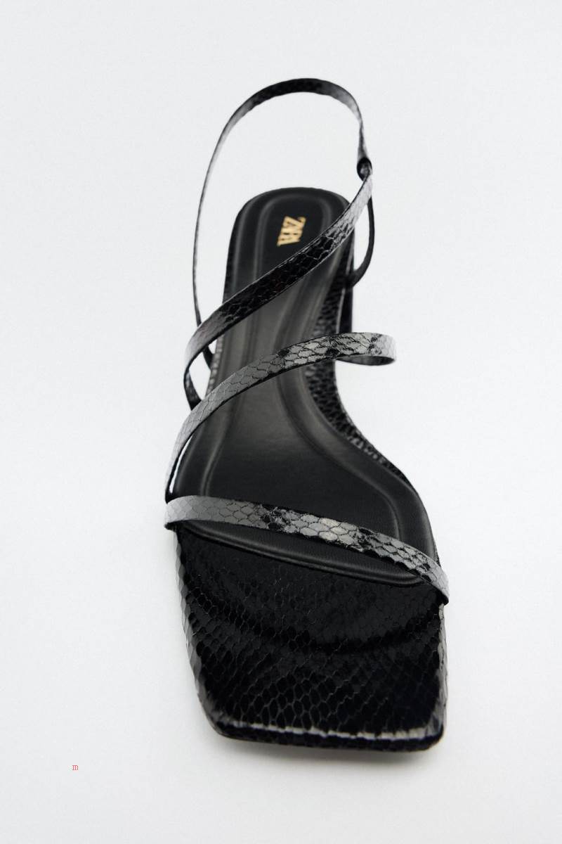 ZARA LOW BLOCK-HEEL Sandaler Dam Svarta | QTLZC-8402